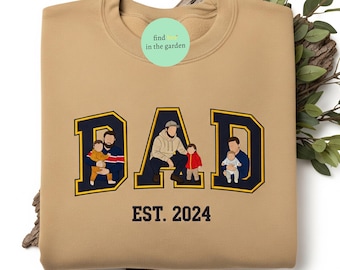 Camiseta personalizada bordada com foto para o Dia dos Pais, moletom personalizado com retrato do pai, presente para o Dia dos Pais, camiseta personalizada para ele ou marido.