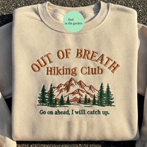 Sudadera bordada del Club de Senderismo Out Of Breath, camiseta para campistas en el bosque, regalo para campistas, amantes de la naturaleza, regalo para senderistas, regalo para ella