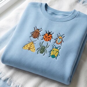 Embroidered Insect Garden Shirt, Bug Sweatshirt for Kids, Baby Learning Insects Top, Preschool Nature Crewneck