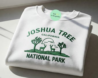 Sudadera con bordado de Joshua Tree, camiseta de Parque Nacional, sudadera de cuello redondo para senderismo en el desierto, regalo de California, jersey bohemio para acampar, salva nuestro parque