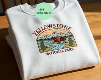 Yellowstone National Parks Embroidered Sweatshirt, Park Lover Shirt, Conservation Gift for Nature Lover, Trendy Granola Girl Gift Camping