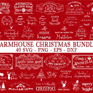 Farmhouse Christmas SVG Bundle, Farmhouse Sign svg, Christmas Sign svg, Christmas Decor svg, Santa Claus svg, Christmas PNG, SVG for Cricut