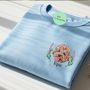 Besticktes Haustier-Sweatshirt, benutzerdefiniertes Hundeporträt, Hunde-Sweatshirt, Haustier-Gesichts-Shirt, Hundemama-Geschenk, Hundestickerei, personalisierte Geschenke