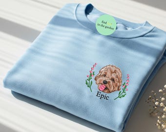 Sudadera bordada personalizada para mascotas, retrato de perro personalizado, sudadera para perro, camiseta con cara de mascota, regalo para mamá perruna, bordado de perro, regalos personalizados