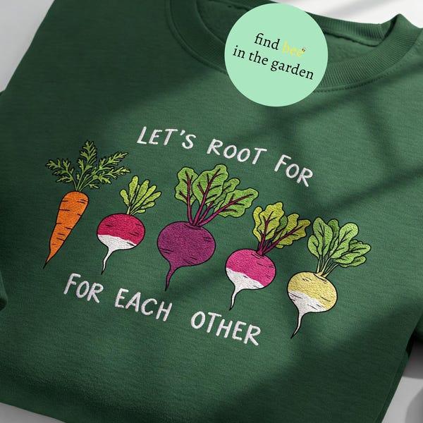 Sudadera bordada con vegetales, sudadera de primavera, regalo de jardinería, suéter para amantes de las plantas, camiseta divertida con plantas para ella.