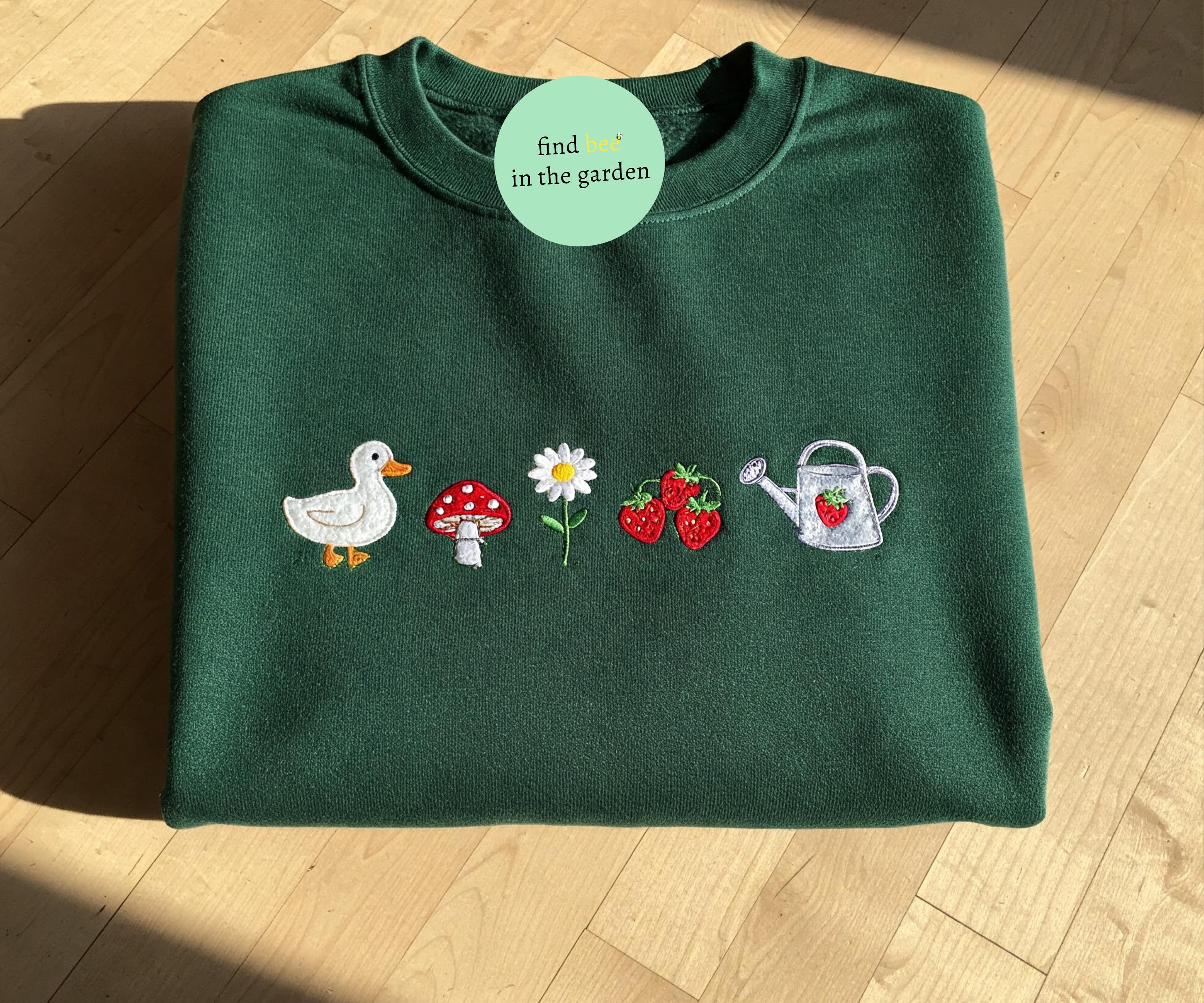 Cottage Core Strawberry Embroidered Sweatshirt, Aesthetic Sweater, Gift for HEr, Duck Sweater, Summer Outfit, Fruit Shirt, Granola Girl