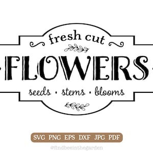 Fleurs fraîchement coupées SVG, Fleurs fraîches de la ferme svg, Fleur de printemps svg, Printemps svg, Décor de printemps svg, Décor de ferme svg, Fichiers SVG pour Cricut