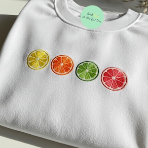 Tropical Fruit Embroidered T-Shirt, Colorful Summer Aesthetic Tee, Retro Citrus Berry Lemon, Cute Oversized Cottagecore Gift Shirt for Her