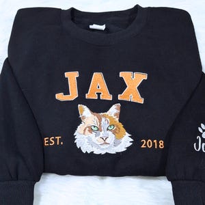 Benutzerdefiniertes Katzen-Gesicht besticktes Sweatshirt, Hundefoto bestickter Hoodie, Geschenk für Haustierliebhaber, Haustier-Sweatshirt mit Haustiernamen, Unisex-T-Shirt