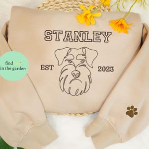 Dog Custom Embroidered Sweatshirt, Dog Illustration Custom Name Embroidered Sweater, Gift For Her, Dog Mom Sweater, Dog Paws On Sleeve
