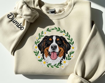 Pet Embroidered Sweatshirt Using Photo, Custom Dog Sweater, Embroidered Cat Crewneck gift for Pet Owner, Dog mom Gift for Cat Lover