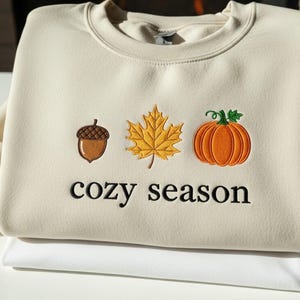 Tis The Season Embroidered Sweatshirt, Fall Sweater for Women, Pumpkin Spice Shirt, Fall Crewneck for Her, Thanksgiving Sweater, Cute Fall