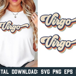 Virgo svg, Virgo png, Zodiac svg, Zodiac png, Retro Virgo svg, Virgo Shirt svg, SVG Files For Cricut, Silhouette, PNG Sublimation