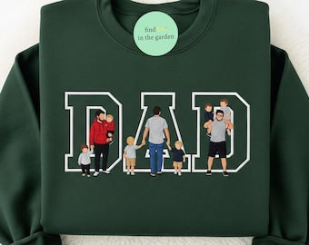 Camiseta personalizada bordada com foto para o Dia dos Pais, moletom personalizado com retrato do pai, presente para o Dia dos Pais, camiseta personalizada para ele ou marido.