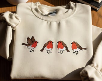 Maglietta ricamata con uccello pettirosso, maglietta carina per amanti degli uccelli, maglietta per amanti della natura, maglietta per amanti degli animali, felpa vintage per birdwatching