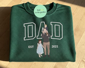 Custom Dad Portrait Embroidered Shirt, Personalized Father’s Day Gift, Custom Face Drawing Tee, Embroidery Dad T-shirt from Kids