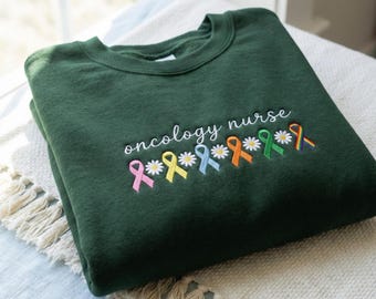 Broderad onkologisjuksköterska, cancermedvetenhetsband, onkologisjuksköterska, onkologisjuksköterska, uppskattningsgåva