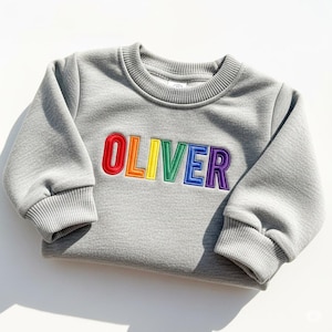 Embroidery Custom Name Sweatshirt for Kids, Personalized Toddler Sweatshirt, Monogrammed Crew Neck Pullover Shirt, Embroidered Baby Sweater