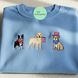 Custom Embroidered 4th of July Dog Shirt, Patriotic USA Shirt, American Flag Tee, Independence Day Dog Lover Gift, Merica Pet Shirt