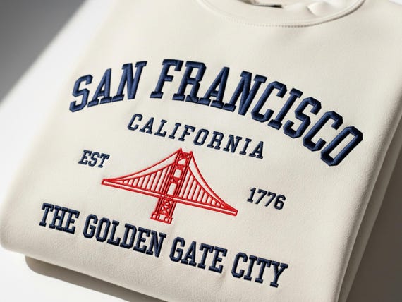 San Francisco Embroidered T-Shirt, Golden Gate Bridge California Tee, Minimal Bay Area Shirt, West Coast Gift, Trendy Travel Top for Her