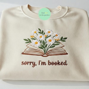 Przepraszam, że jestem zajęty haftowana bluza – prezent dla miłośników książek dla kobiet, koszulka Bookworm, bluza z okrągłym dekoltem Fantasy Bookish Reader, prezent dla bibliotekarza