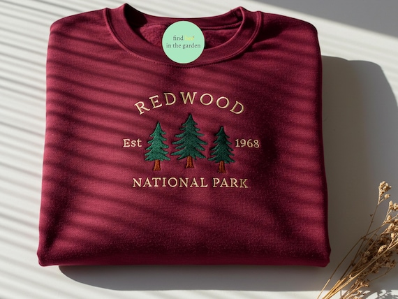Redwood National Park Embroidered Sweatshirt, California Forest Crewneck, Hiking Aesthetic Sweater, Outdoorsy Gift, Granola Girl Gift