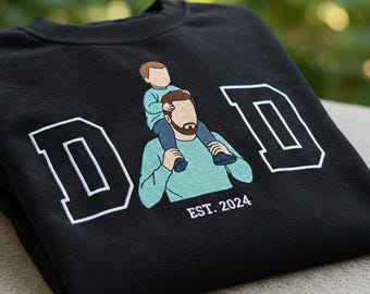 Camiseta personalizada bordada com foto para o Dia dos Pais, moletom personalizado com retrato do pai, presente para o Dia dos Pais, camiseta personalizada para ele ou marido.
