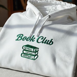 Book Club Embroidered Sweatshirt, Gift for Book Lover, Cozy Bookish Crewneck, Reading Club Sweater, Librarian Gift for Teacher Mom gift