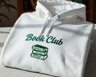 Book Club Embroidered Sweatshirt, Gift for Book Lover, Cozy Bookish Crewneck, Reading Club Sweater, Librarian Gift for Teacher Mom gift