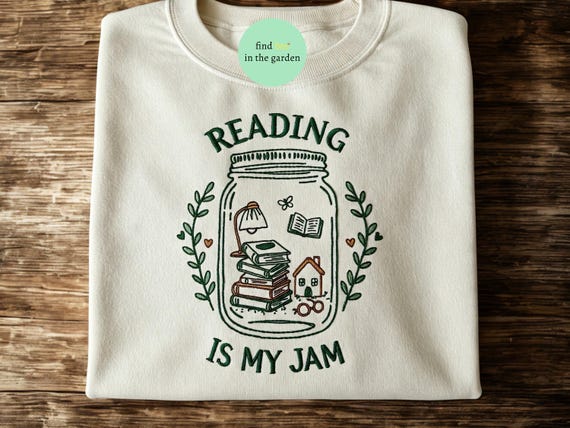 Reading Is My Jam Embroidered Sweatshirt, Book Lover Gift, Cute Reader Shirt, Cozy Bookish Crewneck, Library Shirt, Bookworm Apparel