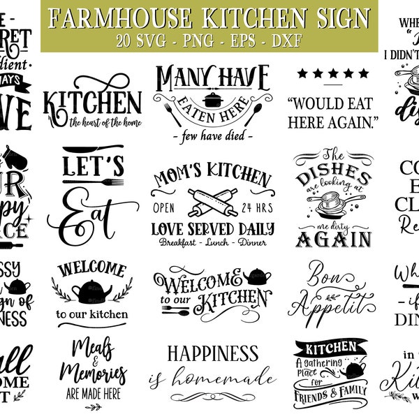 Farmhouse Kitchen SVG Bundle, Rustic Kitchen svg, Kitchen svg, Kitchen Sign svg, Farmhouse Sign svg, SVG Files Cricut, PNG Sublimation