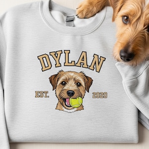 Pet Embroidered Sweatshirt Using Photo, Custom Dog Sweater, Embroidered Cat Crewneck gift for Pet Owner, Dog mom Gift for Cat Lover