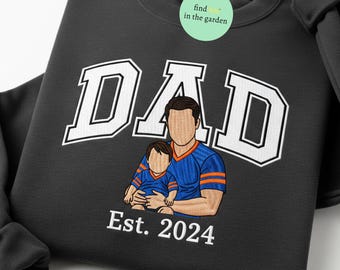 Camiseta personalizada bordada com foto para o Dia dos Pais, moletom personalizado com retrato do pai, presente para o Dia dos Pais, camiseta personalizada para ele ou marido.