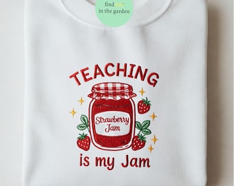 Teaching Is My Jam Embroidered Sweatshirt, Teacher Crewneck, Gift for Teacher, Cute Teacher Shirt, Teacher Appreciation Sweater
