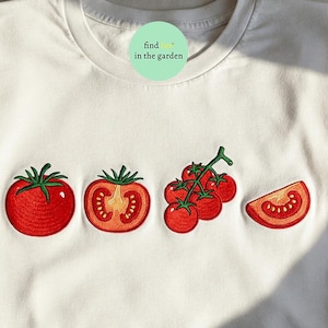 Tomato Embroidered Shirt, Fruit Shirt, Botanical Shirt, Cottagecore Clothing Vegan Shirt, Garden Shirt Vegetable Shirt,Aesthetic Clothes