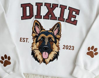 Pet Embroidered Sweatshirt Using Photo, Custom Dog Sweater, Embroidered Cat Crewneck gift for Pet Owner, Dog mom Gift for Cat Lover