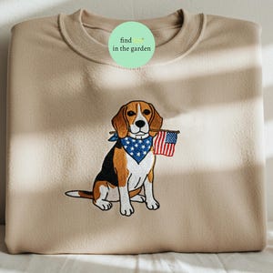 Camiseta bordada para cachorro com o 4 de julho, camiseta patriótica do Beagle dos EUA, camiseta com bandeira americana, presente para amantes de cães no Dia da Independência, camiseta para mãe de cachorro Beagle