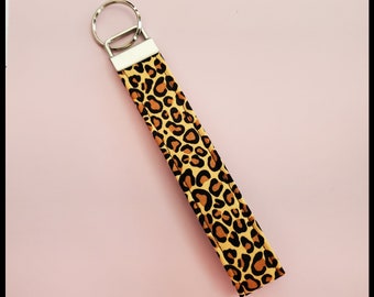 Cheetah Key Fob, Cheetah Key Chain Wristlet, Fabric Key Chain, Key Fob