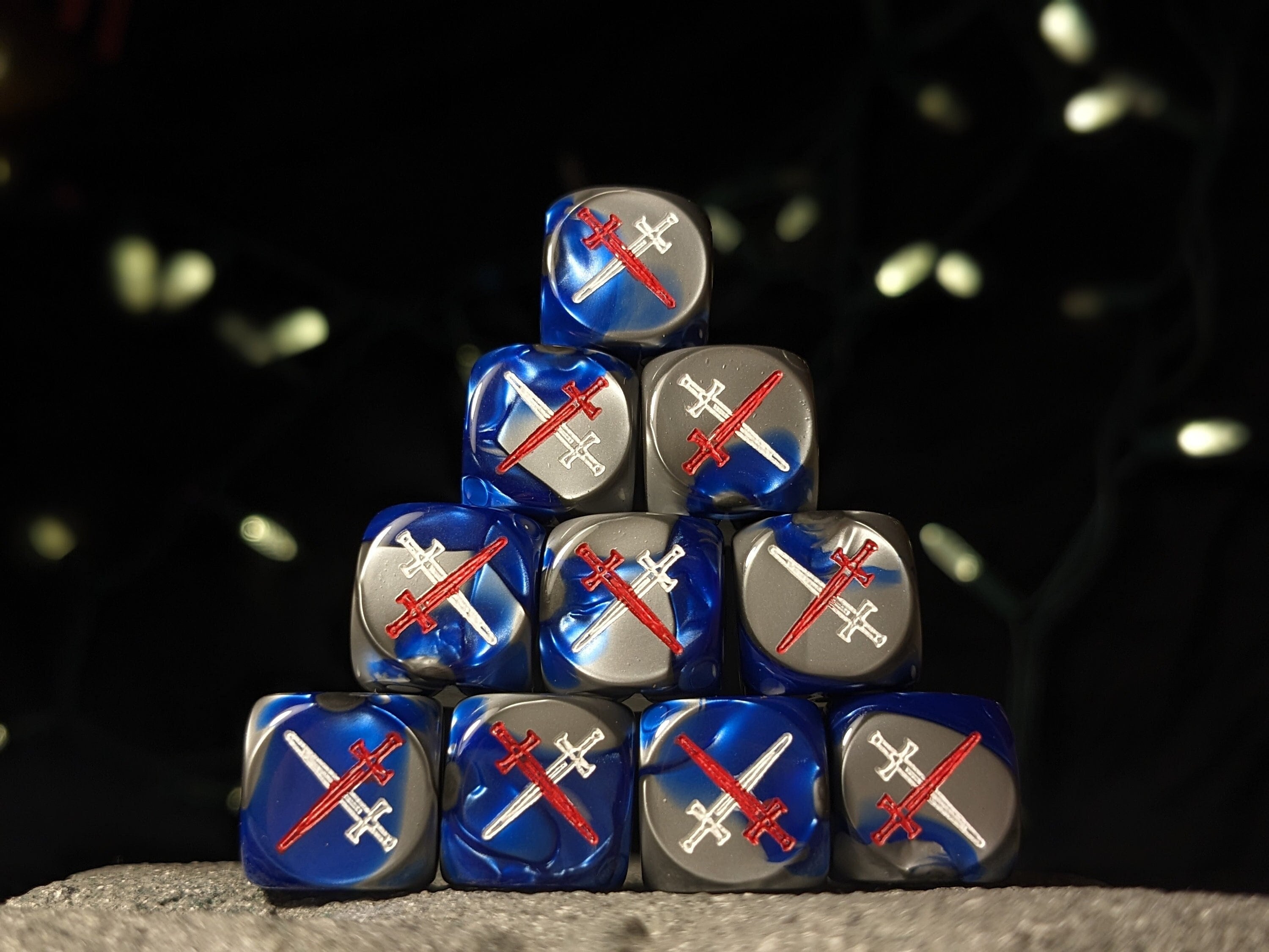 Star Knight Swords Crossed Dice 16mm 10x Geïnspireerd door Sci-Fi