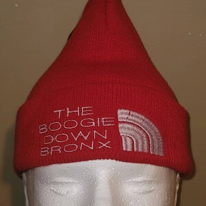Brand New Red&quot;The Boogie Down Bronx&quot; Embroidery Beanie Hat
