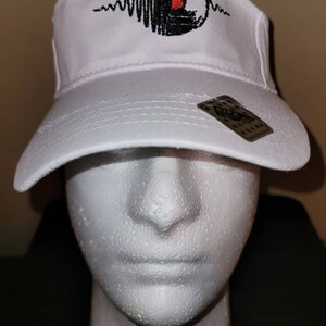 Brand New White &quot;Vinyl Record&quot; Embroidery Visor Hat