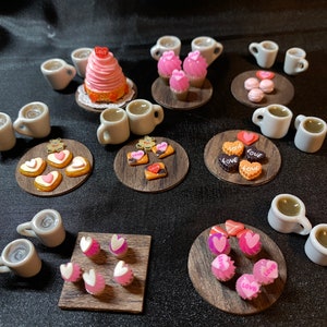 Tiny Miniature Valentines Day Dessert Sets (not real/edible)