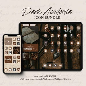 Dark Academia Icons Bundle For Phone and Tablet, Moody Theme Home Screen