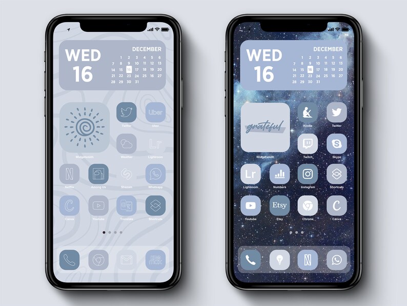 Iphone IOS 14 App Icons Pack Minimal Blue Icon Bundle Etsy