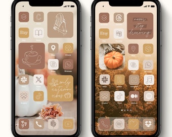 Autumn Vibes für iOS und Android, Herbst Töne Cozy Wallpapers Icons Widgets für iPhone, Herbst Theme App Icon Covers, Herbst iOS App Icons Pack