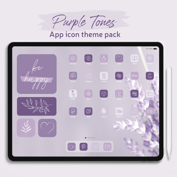 Purple Tones iPad App Icon Pack, Pastel Purple iPad Wallpapers, Lilac iPad Theme, Violet & Lavender App Icons, Aesthetic Widgets for iPadOS