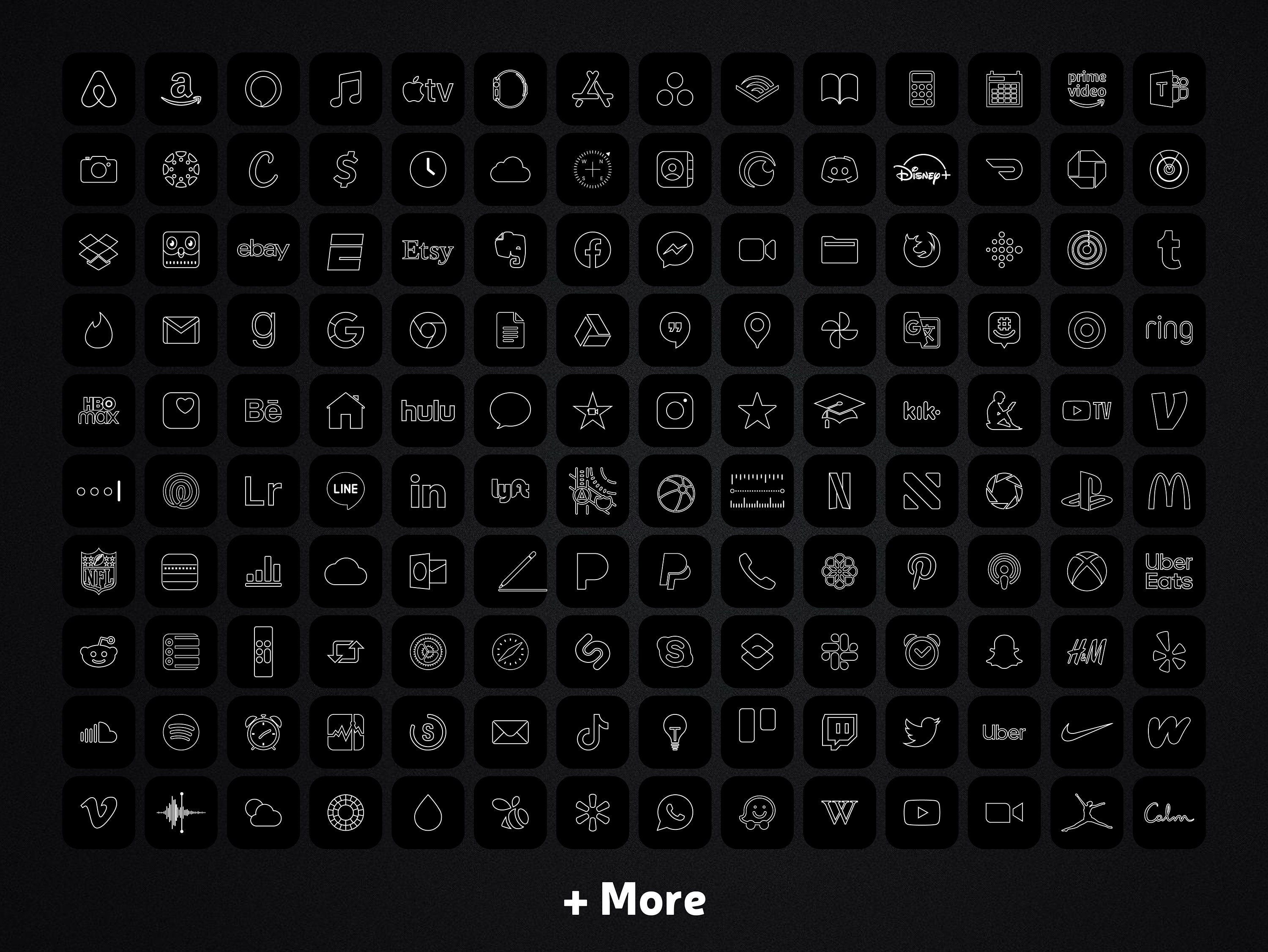 Black Edition App Icons Pack für iPhone iOS Minimal Schwarze Etsy.de