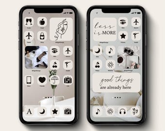 Set di icone minimaliste per app / Schermata iniziale del telefono estetica (Download digitale)