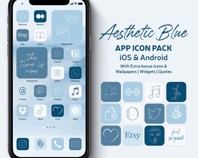 30 Blue iPhone IOS Icons | Easy to Download | PNG | Digital Download ...