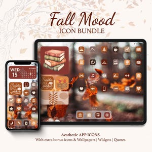 秋のムードアプリアイコンテーマバンドル | 居心地の良い美しいホーム画面の電話とタブレットのアイコンウィジェット壁紙